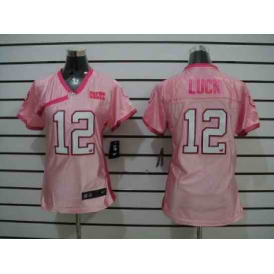Nike Womens Indianapolis Colts #12 Luck Pink Colors Be Luv d Jerseys